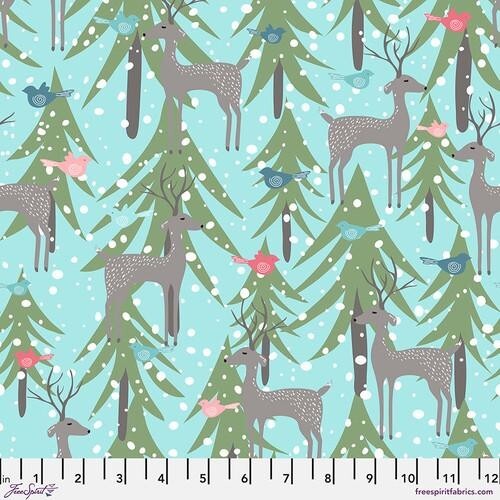 FreeSpirit Snowy Weather Flannel Penn2Paper Snowy Weather Blue BTY 36″ x 44″