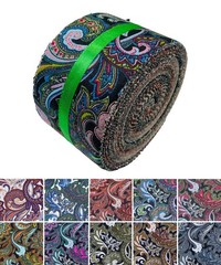100% Cotton Jelly Roll Fabric Strips – Dark Paisley, 40PCS 2.5×44″ Precut Quilti