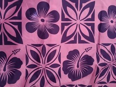 Hawaiian Sewing Fabric Purple Pink Bold Large Hibiscus Flowers 3 yds x 44″