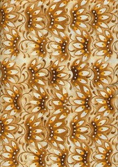 Mooshka Brown Orange Floral Fans Quilt Fabric – Free Shipping – 1 Yard