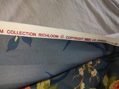 Richloom Platinum Collection Blue Stripe Floral Birds Fabric 6+ Yds NEW Charming