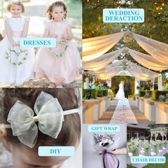White Tulle Crystal Organza Fabric Rolls 12 Inch by 50 Yards 12 Inches,