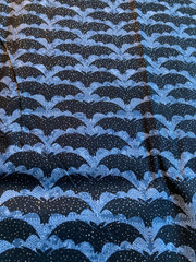 Halloween Bat Fabric Remnant Lot 3 Pc Glitter Neon Green Purple Cotton Gothic