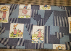 HOLLY HOBBIE VINTAGE FABRIC 2 YARDS: DENMIN BLUE, OTHER MULTI COLORS, rare?