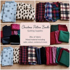 Christmas Fabric Scrap Bundle Quilting Supplies 3 lbs Mixed Fabric Lot