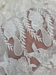 Off White Guipure Venice Medium to Heavy Weight Lace Fabric by the Yard Floral