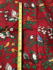 Vintage Fabric Red With Birds Cardinal Blue Birds Cotton 1.5 Yards VIP Cranston