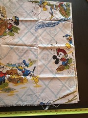 VINTAGE Walt Disney FABRIC Remnants S.S. Mickey Mouse Donald Duck Treasure 1981