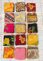Vintage Kantha Scrap Set 20/30/40/50/100 Pcs – Handmade Quilting Cotton Remnants
