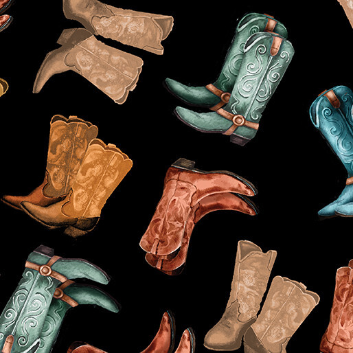 BENARTEX FABRICS#14799-12 “GONE COUNTRY” THE BOOTS PRINT 44″ BY THE YARD