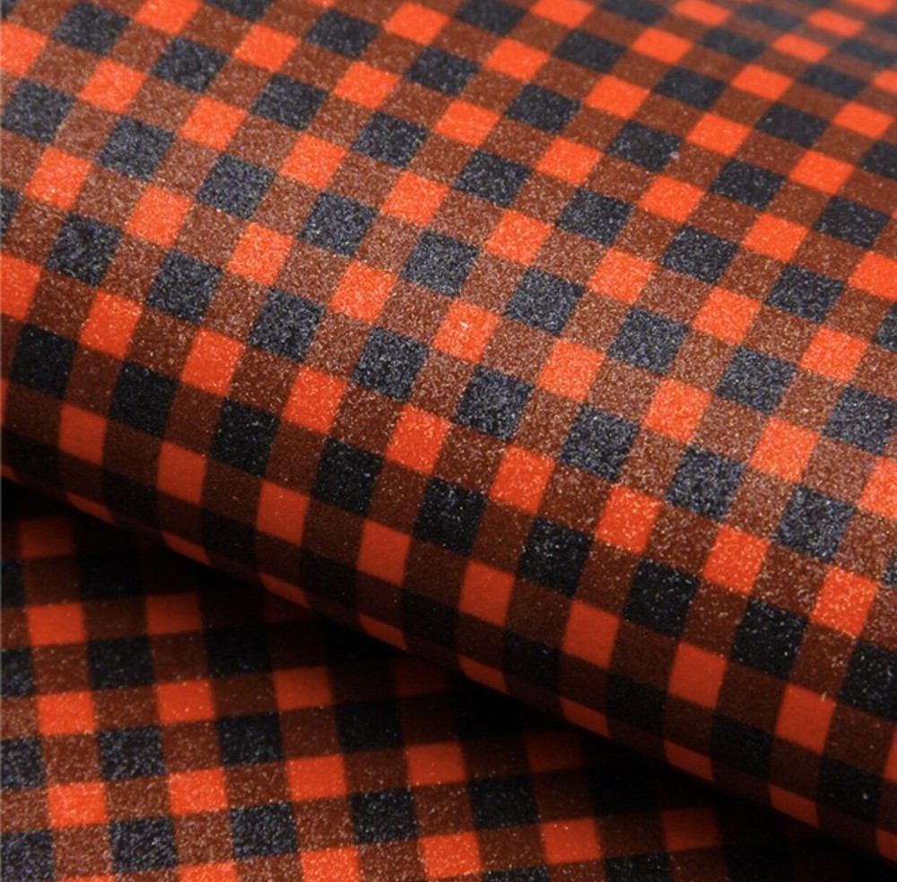 Red Black Buffalo Plaid Glitter Sheets, Faux Leather, A4 Vinyl Fabric Sheet