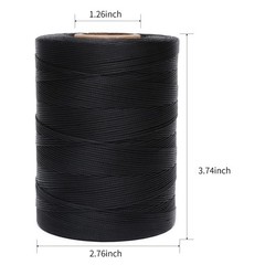 EXKALAFUL Waxed Thread,852Yds 150D 0.8mm Flat 3.74×2.7×2.7 inch, Black