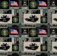 United States of America Army USA Military Fleece Fabric Print A617.04