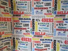 N.T.T. INC. NFL FOOTBALL ALL TEAMS NAMES COTTON FABRIC VTG. 1994 SBTYX59