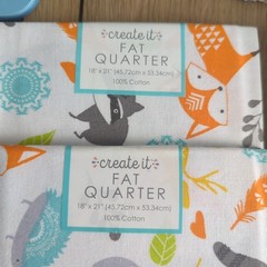 Woodland Baby Fabric Fat Quarter Lot + Painted Wood Animals Craft Bundle Nursery