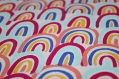 GIRL Girls Fabric Fat Quarter FQ {100% COTTON} Rainbows Rainbow Colorful HAPPY