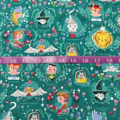 FQ Fat Quarter Dorothys Journey Vignette Jill Howarth Emerald Fabric 18″ x 21″