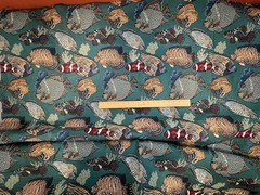 Upholstery Jaquard Tapestry Fabric Ocean Fish Green Red Yellow White 3+ yds