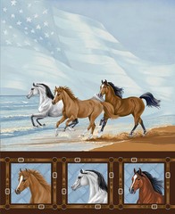 American Spirit Horses Tan Cowboy Gear Studio E BTY 44″ Wide