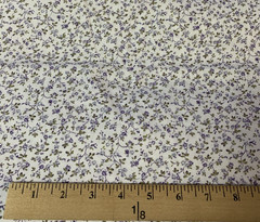 Vtg Dainty Floral Print Fabric By Peter Pan Fabrics Lavender Green On White BTY