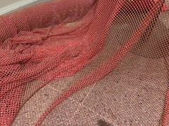 Neon Pink Crystal rhinestone 4way stretch mesh fabric 48” width sold by the yard