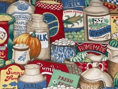 By 1/2 Yd VNTG Sharon Kessler Farmers Market Pantry Food Fabric ~ Concord BTHY