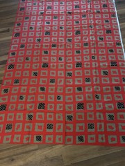 Vintage JBJ Fabrics 2 YDS x 44″ Abstract Red Black Red Black Beige Crafts
