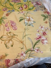 Lot of 4 yellow color design fabrics floral solid quality vintage new