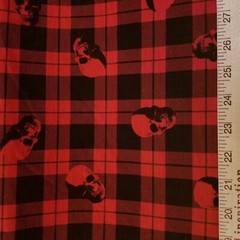 Red and Black Plaid with Skulls Jersey Knit – Lumberjack Goth! Soft!
