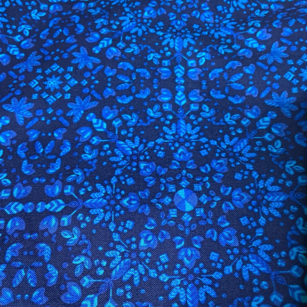New Fabric, 6 Yards, 20 In. Black Background, / A Med. Blues , 42 Wide.