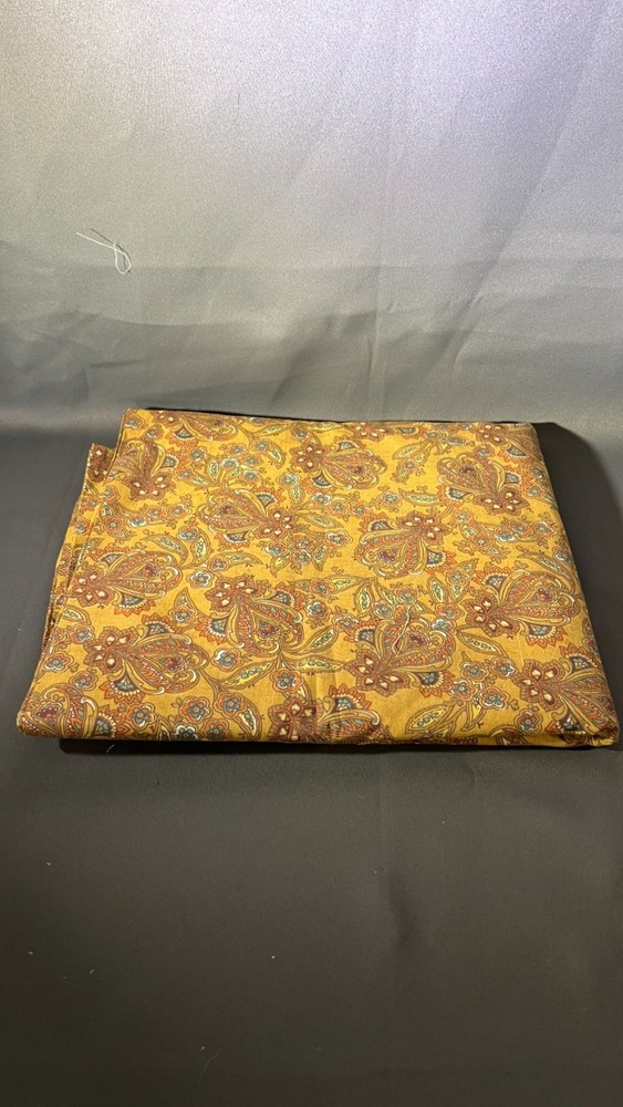4+ yd Golden Yellow Vintage Paisley Floral Fabric Yardage Elegant Print