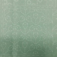 Patchwork Quilting Sewing Fabric Sashiko Botanical Green Panel 60x137cm