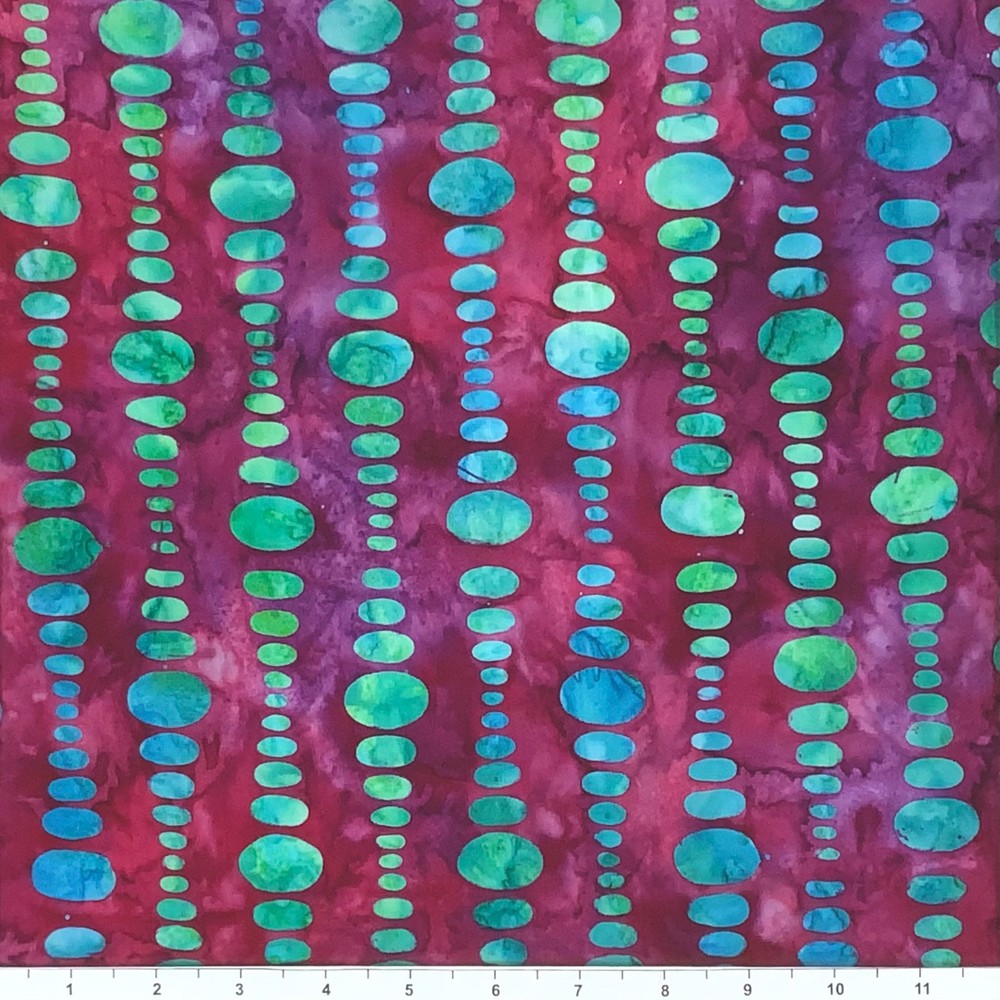 1 Yard Cut of Lunn Fabric Hourglass Bubble Stripe Batik 100% Cotton 2703 Fuchsia