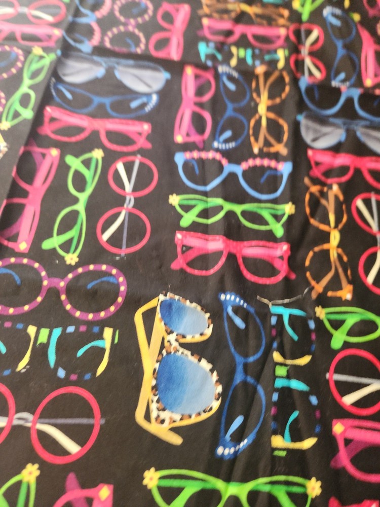 27×30 Piece 100 Cotton Black With Neon Sunshades Pink Green Blue Quilting sewing