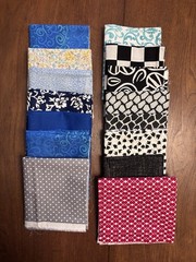 15 Various Black, Red, Blue And Gray Fat Quarters
