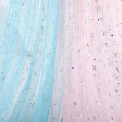 150cm x 90cm Snowflake Tulle Silver Decal Organza Mesh Cloth DIY Handmade Fabric