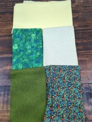 Lot of Fabric, floral, solid, dots, yellows and greens, 1lb 1oz