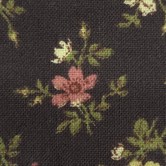 VTG Calico Ditsy Tiny Flowers Pink Cream Green On Brown Cotton Fabric BTY Granny