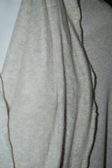Linen sweatshirt Fleece Knit fabric Linen Recycled poly oatmeal color by yard