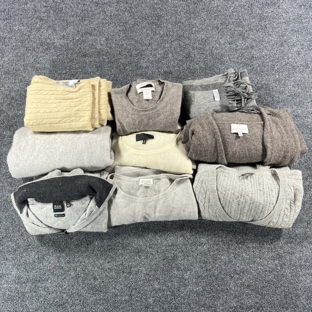 100% Cashmere Sweaters Scarf Lot of 9 Flawed Bundle Crafters Cutters Fabric DIY