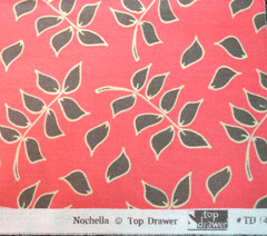 Pink and Brown Cotton Fabric Top Drawer Nochella Leaves 2/3 Yard