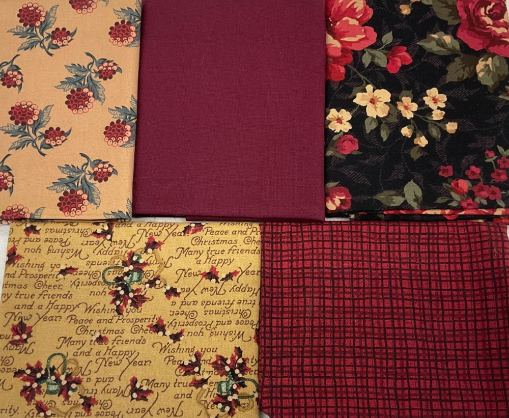 FAT QUARTER BUNDLE OF 5 – FQ1416 – BURGUNDY