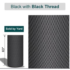63″Quilted Vinyl Faux Leather Fabric w/Foam Car Upholstery Continuous Yard Black