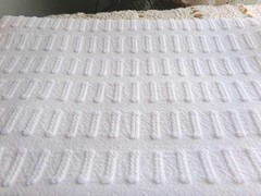 minimalist white vtg chenille bedspread fabric buttonhole design, 18″ x 24″ pc