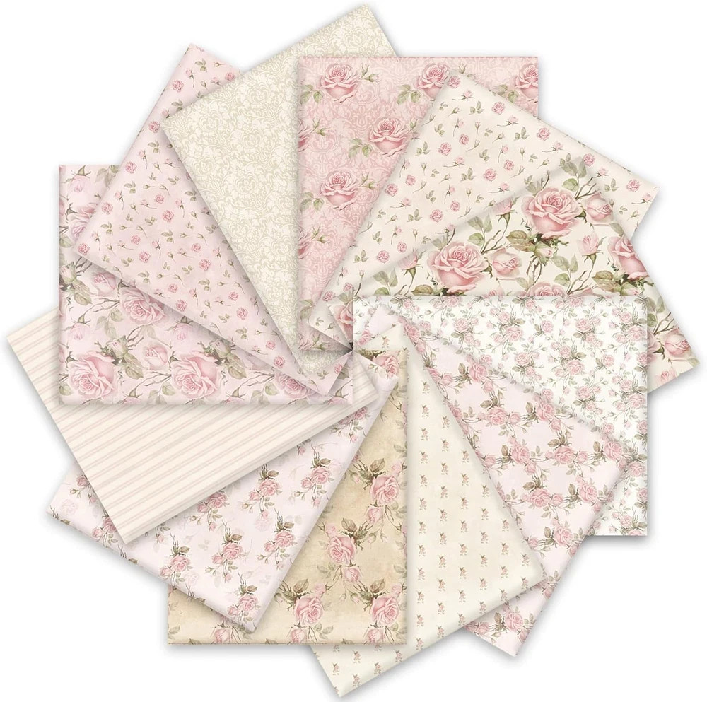 Floral Cotton Fabric Fat Quarters 18×22 Inch Quilting Squares 12 Pack