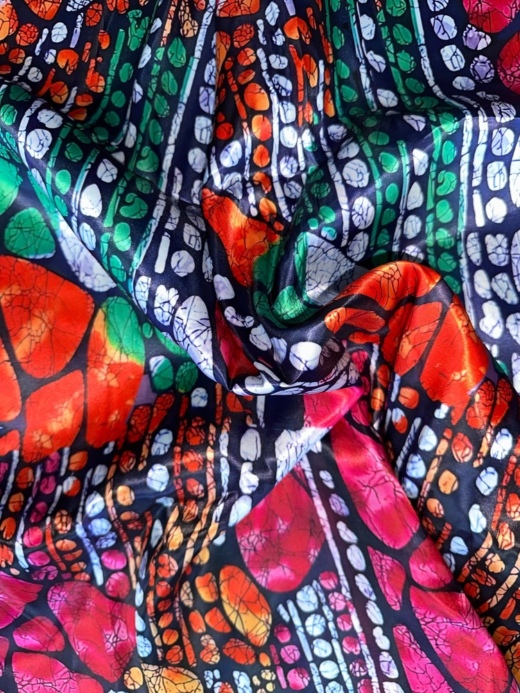 African Print, Satin Fabric- Fuchsia, “Strength of Mandla”, Yard or Wholesale