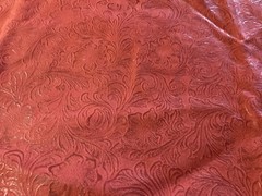 Faux Leather Red Floral Embossed Cowboy Vinyl Western Tooled Upholstery Remanant