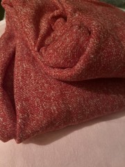 Heathered Red Terry Cotton Fabric 1.5yard Continuous Piece