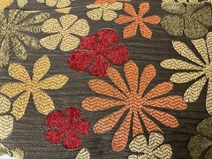 Fabric Remnant Designer Material Brown Flower Power Olive, Orange, Gold 57” X 52