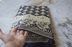 Black & Beige Hand Print Fabric 100% Cotton 3 Yard NO DUTY CHARGES 100%✅ZK-369